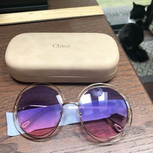 Chloé 62mm vented round glasses gold/violet fuchsia